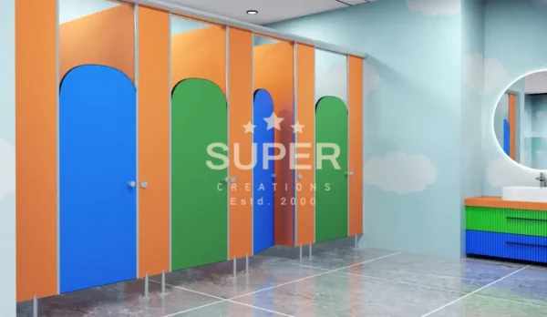School bathroom Cubicles featuring Star Kids Series design for students